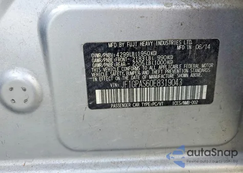 2014 Subaru Impreza Sport Limited z USA, uszkodzony, nr VIN JF1GPAS60E8319043